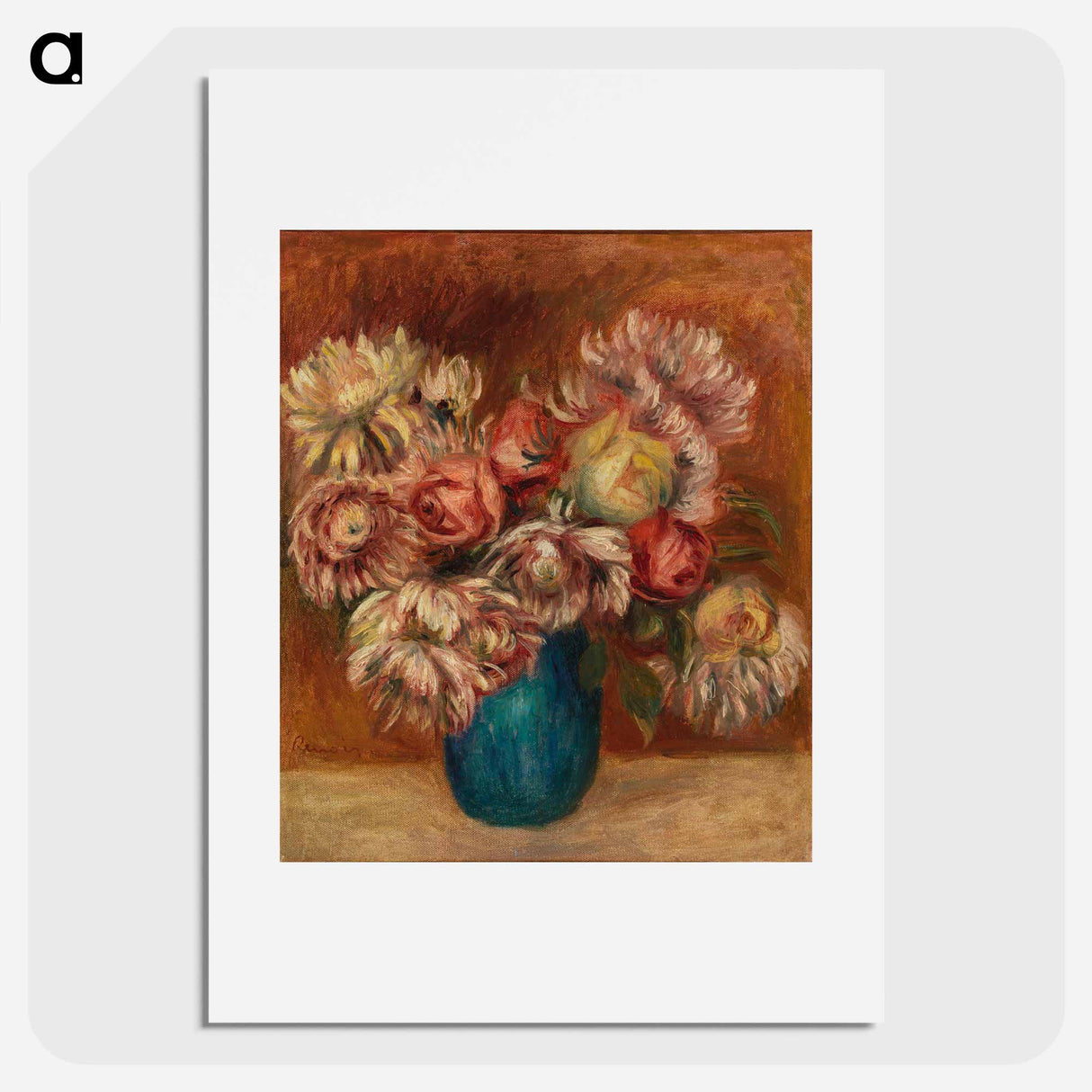 Flowers in a Green Vase - Pierre-Auguste Renoir Poster.