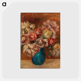 アートポストカード-Flowers in a Green Vase - ピエール オーギュスト ルノワール Postcard.