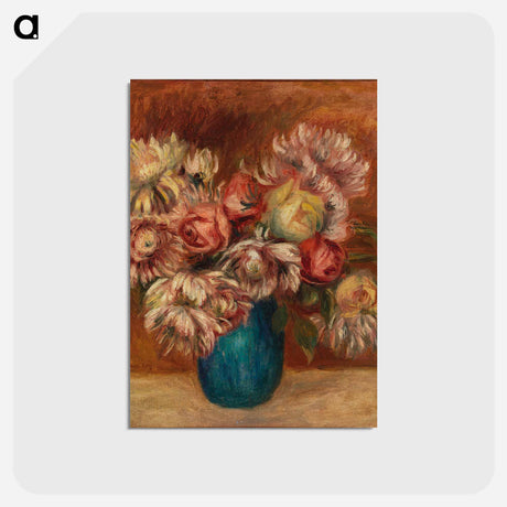 アートポストカード-Flowers in a Green Vase - ピエール オーギュスト ルノワール Postcard.