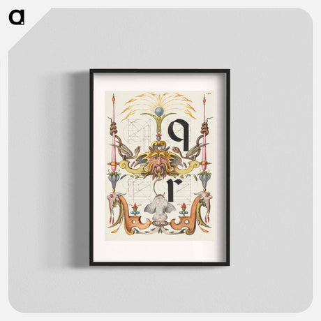 アートポスター-Guide for Constructing the Letters q and r from Mira Calligraphiae Monumenta
 - 書道のお手本 Poster.