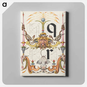 アートパネル-Guide for Constructing the Letters q and r from Mira Calligraphiae Monumenta
 - 書道のお手本 Canvas.