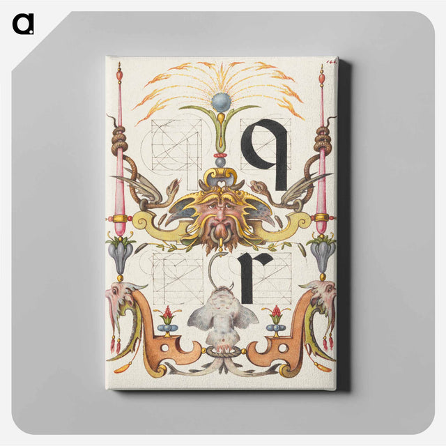 アートパネル-Guide for Constructing the Letters q and r from Mira Calligraphiae Monumenta
 - 書道のお手本 Canvas.