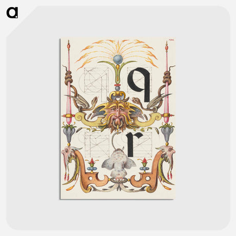 アートポストカード-Guide for Constructing the Letters q and r from Mira Calligraphiae Monumenta
 - 書道のお手本 Postcard.