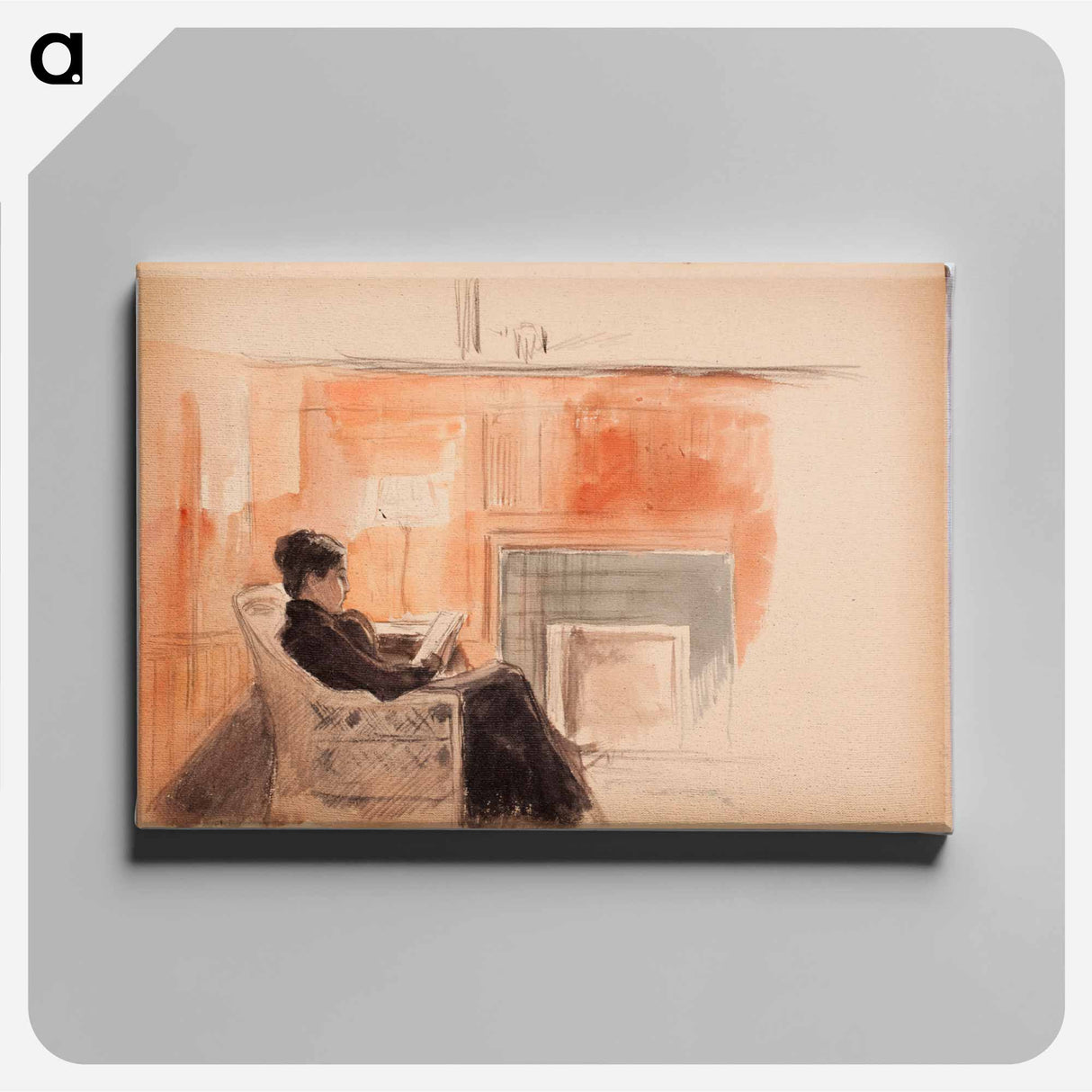 Ellan edelfelt lukemassa uunin edustalla kilon huvilassa - アルバート エーデルフェルト Canvas.