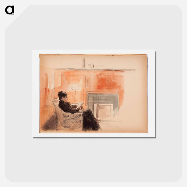 アートポストカード-Ellan edelfelt lukemassa uunin edustalla kilon huvilassa - アルバート エーデルフェルト Postcard.