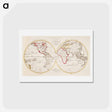 アートポストカード-A Map of the World from the best Authorities - アンティーク地図 Postcard.