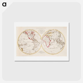 アートポストカード-A Map of the World from the best Authorities - アンティーク地図 Postcard.