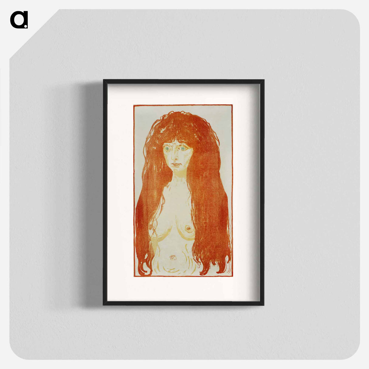 アートポスター-The Sin, Woman with Red Hair and Green Eyes - エドヴァルド ムンク Poster.