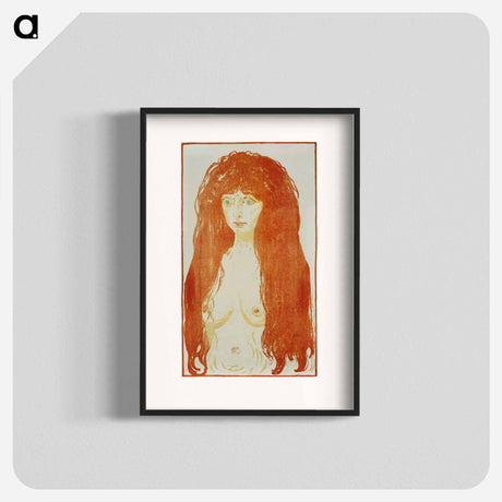 アートポスター-The Sin, Woman with Red Hair and Green Eyes - エドヴァルド ムンク Poster.