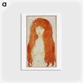 アートポストカード-The Sin, Woman with Red Hair and Green Eyes - エドヴァルド ムンク Postcard.