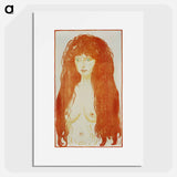 アートポスター-The Sin, Woman with Red Hair and Green Eyes - エドヴァルド ムンク Poster.