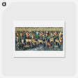 アートポストカード-Quest for the Holy Grail Tapestries: Verdure with Deer and Shields - エドワード バーン ジョーンズ Postcard.