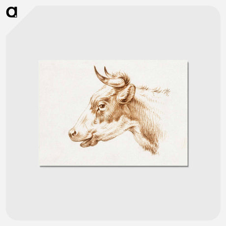 アートポストカード-Head of a cow - ジャン ベルナール Postcard.