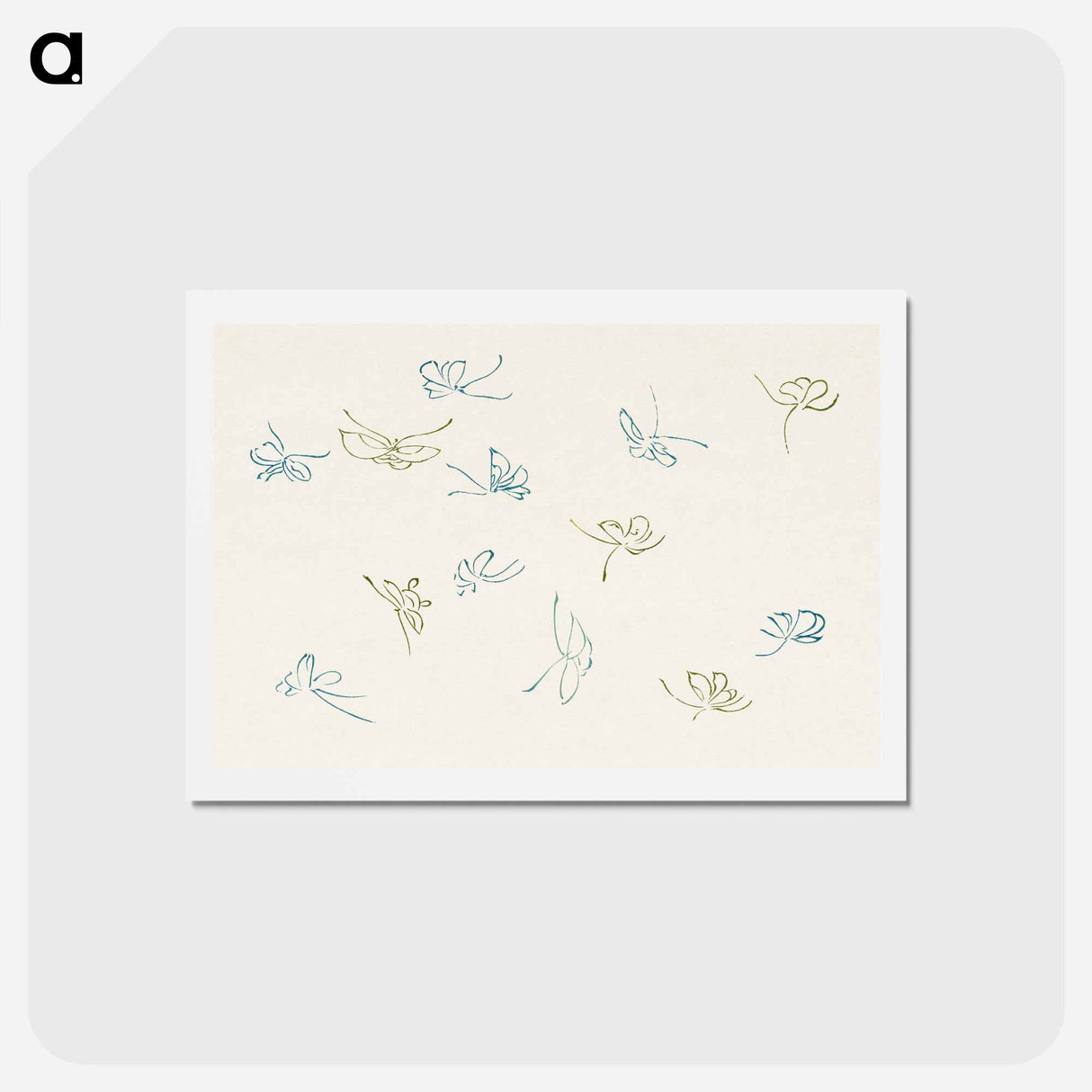 アートポストカード-Japanese butterfly - 神坂 雪佳 Postcard.