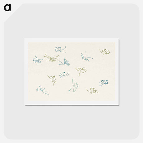 アートポストカード-Japanese butterfly - 神坂 雪佳 Postcard.