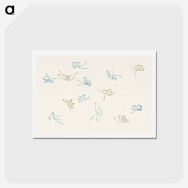 アートポストカード-Japanese butterfly - 神坂 雪佳 Postcard.