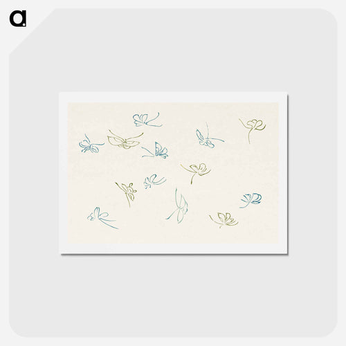 Japanese butterfly - 神坂 雪佳 Postcard.