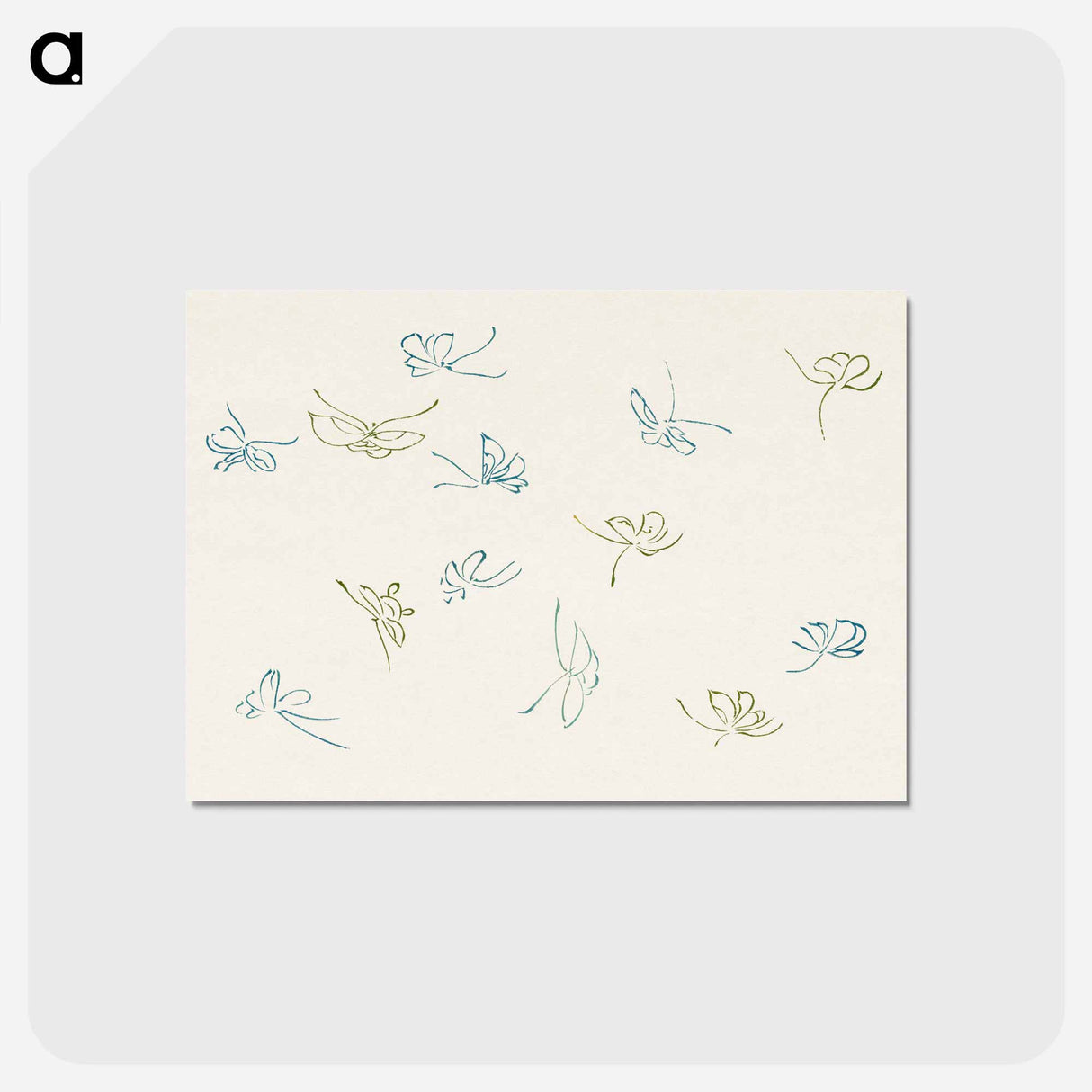 アートポストカード-Japanese butterfly - 神坂 雪佳 Postcard.
