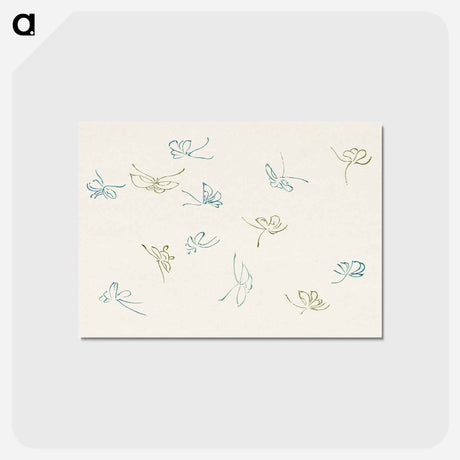 アートポストカード-Japanese butterfly - 神坂 雪佳 Postcard.