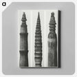 アートパネル-Equisetum Hiemale (Winter Horsetail) enlarged 12 times, Equisetum Maximum (Fox–Tailed Asparagus) enlarged 4 times, and Equisetum Hiemale (Winter Horsetail) enlarged 18 times from Urformen der Kunst - カール ブロスフェルト Canvas.