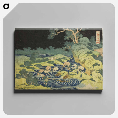アートパネル-Hokusai's Fishing by Torch in Kai Province - 葛飾 北斎 Canvas.