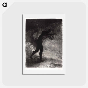 アートポストカード-And Man Appeared, Questioning the Earth From Which He Emerged and Which Attracts Him, He Made His Way Toward Somber Brightness - オディロン ルドン Postcard.