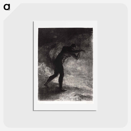 アートポストカード-And Man Appeared, Questioning the Earth From Which He Emerged and Which Attracts Him, He Made His Way Toward Somber Brightness - オディロン ルドン Postcard.