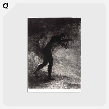 アートポストカード-And Man Appeared, Questioning the Earth From Which He Emerged and Which Attracts Him, He Made His Way Toward Somber Brightness - オディロン ルドン Postcard.