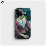 Woman in front of a Still Life by Cézanne - ポール ゴーギャン Phone Case.