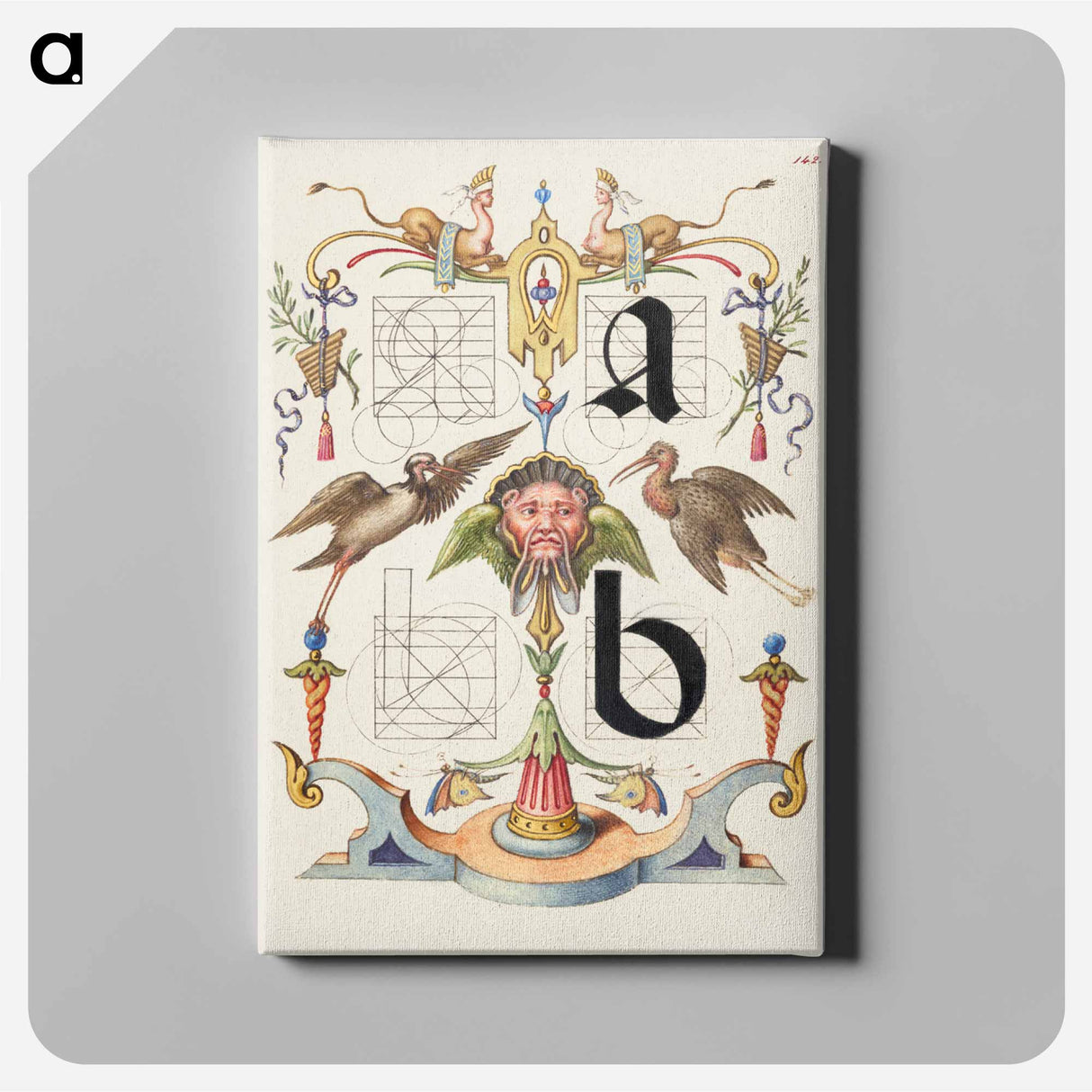 アートパネル-Guide for Constructing the Letters a and b
 - 書道のお手本 Canvas.