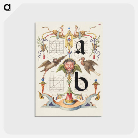 アートポストカード-Guide for Constructing the Letters a and b
 - 書道のお手本 Postcard.