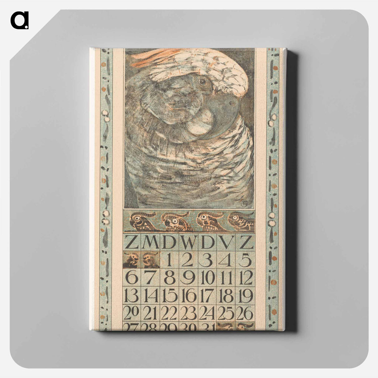 Kalenderblad december met papegaai - テオ ヴァン ホイテマ Canvas.