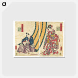 アートポストカード-Parody of the Third Princess and Kashiwagi: “Chapter 50: A Hut in the Eastern Provinces”
 - 歌川 国貞 Postcard.
