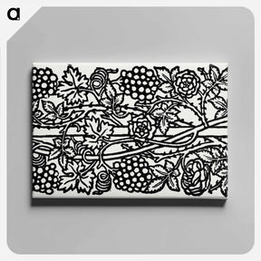 アートパネル-Love is Enough–Upright Border or Sidepiece with Roses and Vines with Bunches of Grapes entwined around a Pole - ウィリアム モリス Canvas.