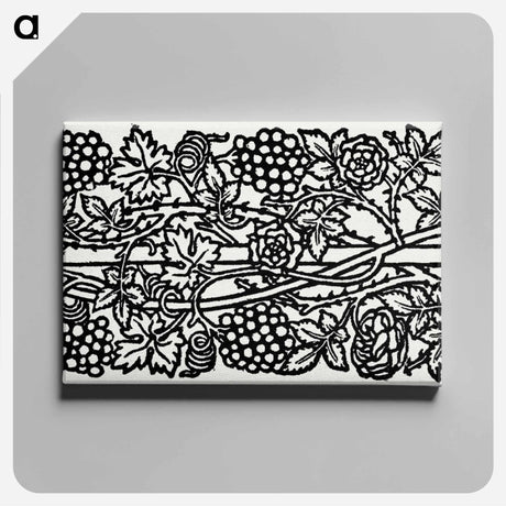 アートパネル-Love is Enough–Upright Border or Sidepiece with Roses and Vines with Bunches of Grapes entwined around a Pole - ウィリアム モリス Canvas.