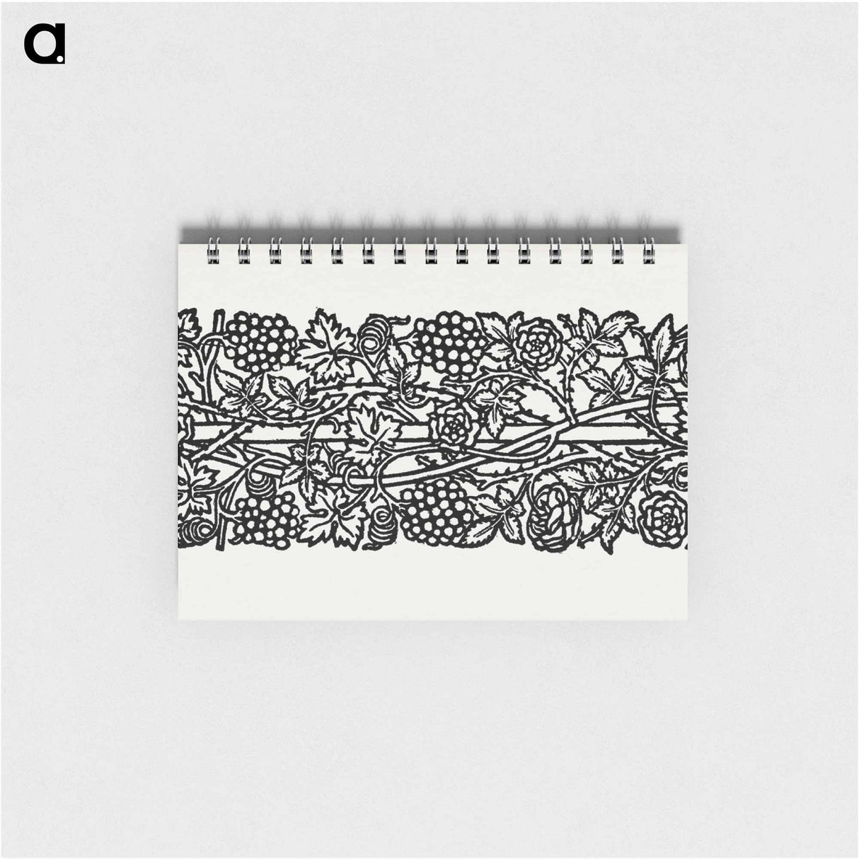 Love is Enough–Upright Border or Sidepiece with Roses and Vines with Bunches of Grapes entwined around a Pole - ウィリアム モリス Memo.