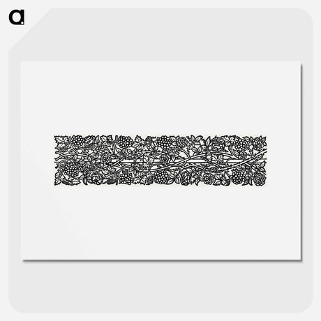 アートポスター-Love is Enough–Upright Border or Sidepiece with Roses and Vines with Bunches of Grapes entwined around a Pole - ウィリアム モリス Poster.