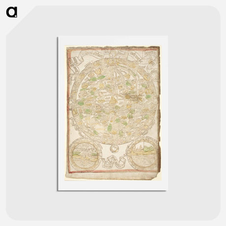 アートポストカード-Medieval map - アンティーク地図 Postcard.