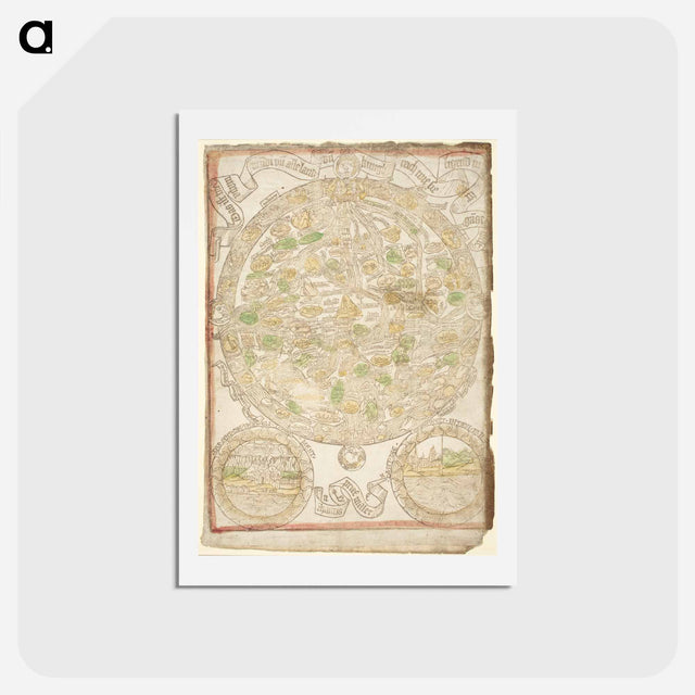アートポストカード-Medieval map - アンティーク地図 Postcard.