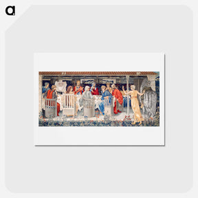 アートポストカード-Quest for the Holy Grail Tapestries: Panel 1: Knights of the Round Table Summoned to the Quest by the Strange Damsel - エドワード バーン ジョーンズ Postcard.