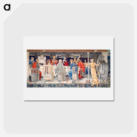 アートポストカード-Quest for the Holy Grail Tapestries: Panel 1: Knights of the Round Table Summoned to the Quest by the Strange Damsel - エドワード バーン ジョーンズ Postcard.