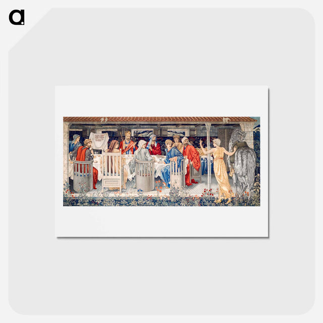 アートポストカード-Quest for the Holy Grail Tapestries: Panel 1: Knights of the Round Table Summoned to the Quest by the Strange Damsel - エドワード バーン ジョーンズ Postcard.