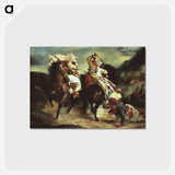アートポストカード-Combat Between the Giaour and the Pasha - ウジェーヌ ドラクロワ Postcard.