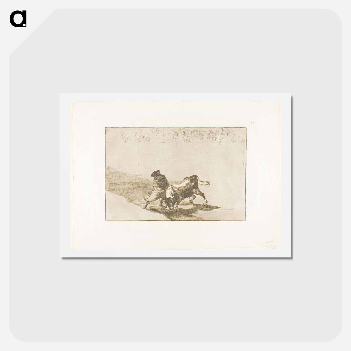 アートポストカード-The Very Skilful Student of Falces, Wrapped in his Cape, Tricks the Bull with the Play of his Body - フランシスコ デ ゴヤ Postcard.