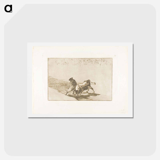 アートポストカード-The Very Skilful Student of Falces, Wrapped in his Cape, Tricks the Bull with the Play of his Body - フランシスコ デ ゴヤ Postcard.