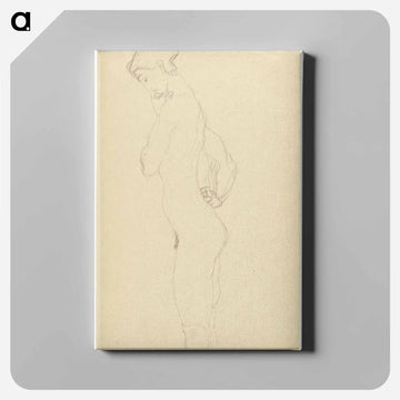 Standing female nude in profile to the left - グスタフ クリムト Canvas.