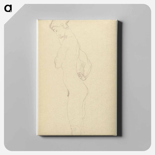 Standing female nude in profile to the left - グスタフ クリムト Canvas.