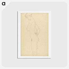 アートポストカード-Standing female nude in profile to the left - グスタフ クリムト Postcard.