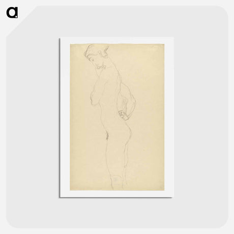 アートポストカード-Standing female nude in profile to the left - グスタフ クリムト Postcard.