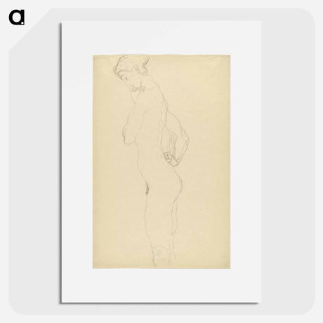 アートポスター-Standing female nude in profile to the left - グスタフ クリムト Poster.